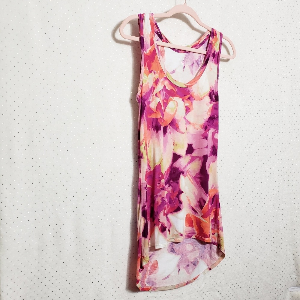 Watercolor Floral Print Super Soft Tank * Sz S * ANA